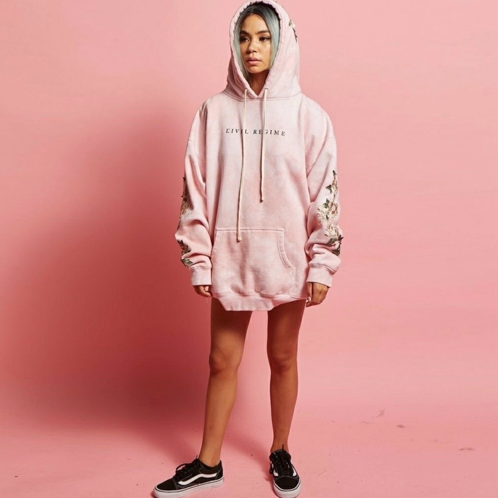 Civil Regime Blanco Roses Hoodie Pink Clouds‎ small
